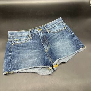 Articles of Society Womens 30W Blue Denim Shorts Dark Wash Fringe